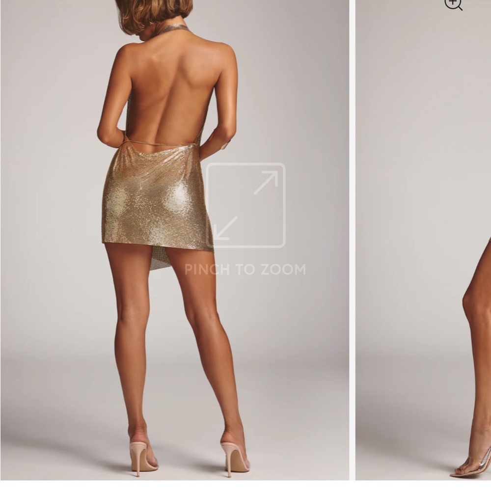 Oh Polly gold chainmail mini dress